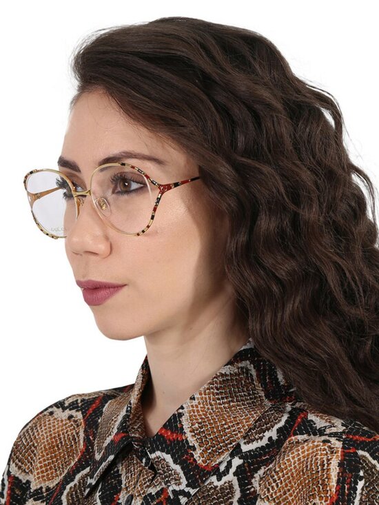 Gucci GG0596OA 003 Round Eyeglasses 58mm - Gold / Black / Red main image 6